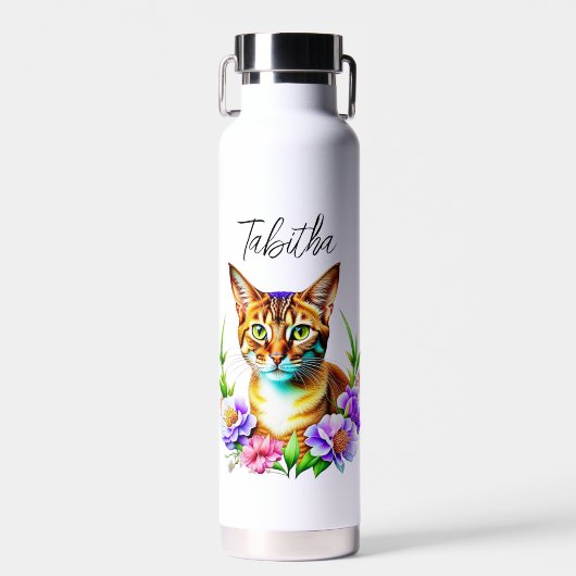 Petalen und Niedliche Katze und Hübsche Blume Trinkflasche (Vorne)