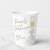 Petalen und Prosecco | Bow Watercolor-Brautparty Pappbecher (Rückseite)