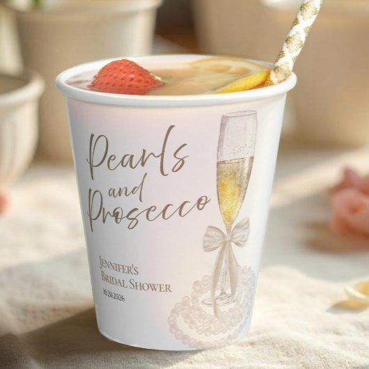 Petalen und Prosecco | Bow Watercolor-Brautparty Pappbecher