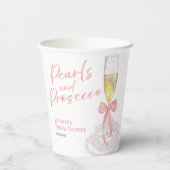 Petalen und Prosecco | Bow Watercolor-Brautparty Pappbecher (Rückseite)