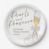 Petalen und Prosecco | Bow Watercolor-Brautparty Pappteller (Vorderseite)