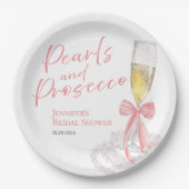 Petalen und Prosecco | Bow Watercolor-Brautparty Pappteller (Vorderseite)