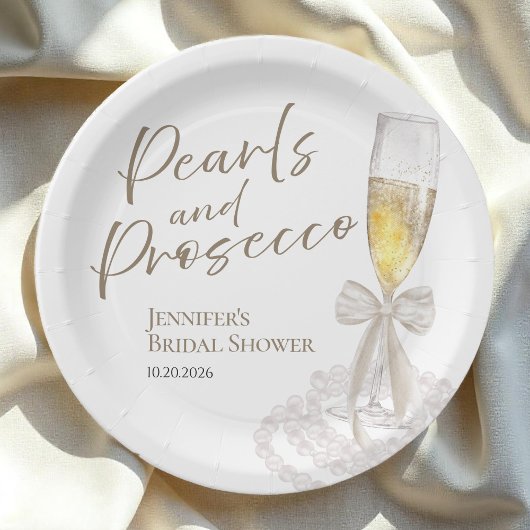 Petalen und Prosecco | Bow Watercolor-Brautparty Pappteller