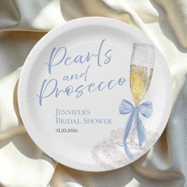 Petalen und Prosecco | Bow Watercolor-Brautparty Pappteller