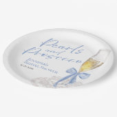 Petalen und Prosecco | Bow Watercolor-Brautparty Pappteller (Schrägansicht)