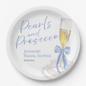 Petalen und Prosecco | Bow Watercolor-Brautparty Pappteller (Vorderseite)