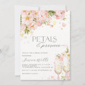 Petalen und Prosecco-Brautparty Einladung (Vorderseite)
