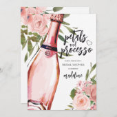 Petalen und Prosecco-Brautparty Einladung (Vorne/Hinten)
