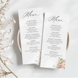 Petalen und Prosecco-Brautparty Menükarte