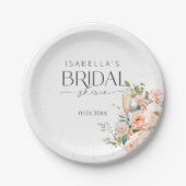 Petalen und Prosecco-Brautparty Pappteller (Vorderseite)