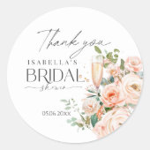 Petalen und Prosecco-Brautparty Runder Aufkleber (Vorderseite)
