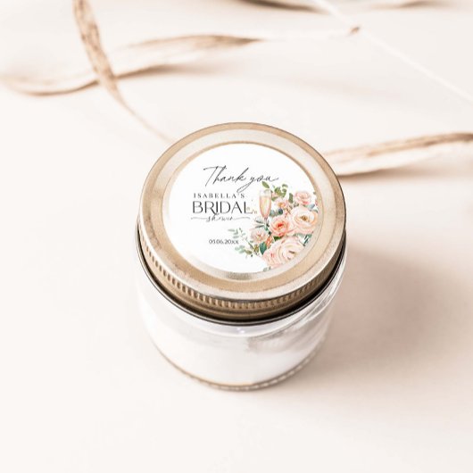 Petalen und Prosecco-Brautparty Runder Aufkleber