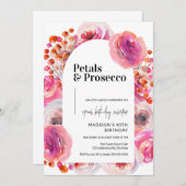 Petalen und Prosecco | Elegant 40. Geburtstag Einladung (Vorne/Hinten)