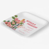 Petalen und Prosecco Flaschen und Rose Brautparty Pappteller (Gewinkelt)