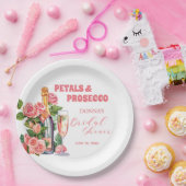 Petalen und Prosecco Flaschen und Rose Brautparty Pappteller (Party)