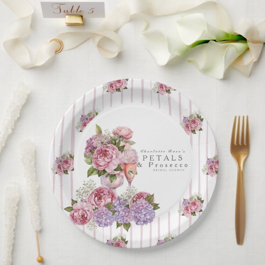 Petalen und Prosecco Floral Pappteller (Hochzeit)