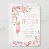 Petalen und Prosecco Pink Brautparty Einladung (Vorderseite)