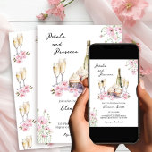 Petalen und Prosecco Pink Brautparty Einladung