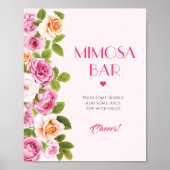 Petalen und Prosecco-rosa Blumenblumen Mimosa Bar Poster (Vorne)