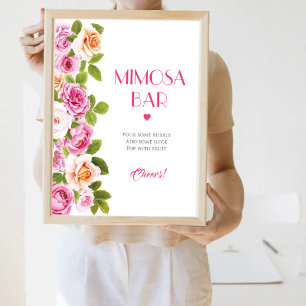Petalen und Prosecco-rosa Blumenblumen Mimosa Bar Poster