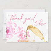 Petalen und Prosecco-rosa Brautparty Dankeskarte (Vorderseite)