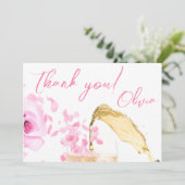 Petalen und Prosecco-rosa Brautparty Dankeskarte (Stehend Vorderseite)