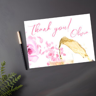 Petalen und Prosecco-rosa Brautparty Dankeskarte