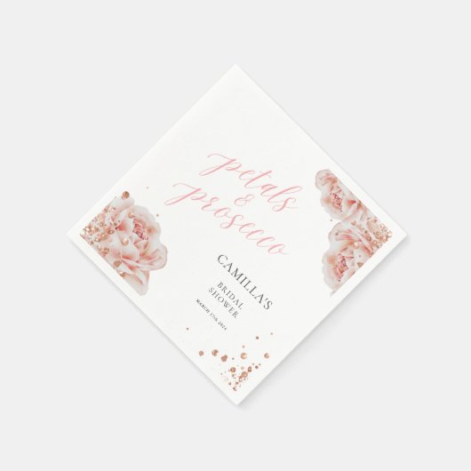 Petalen und Prosecco Rosa Funkelnd Blüten Serviette (Ecke)