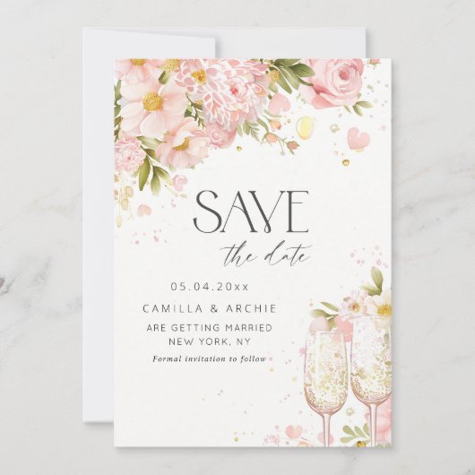 Petalen und Prosecco Save the Date (Vorderseite)