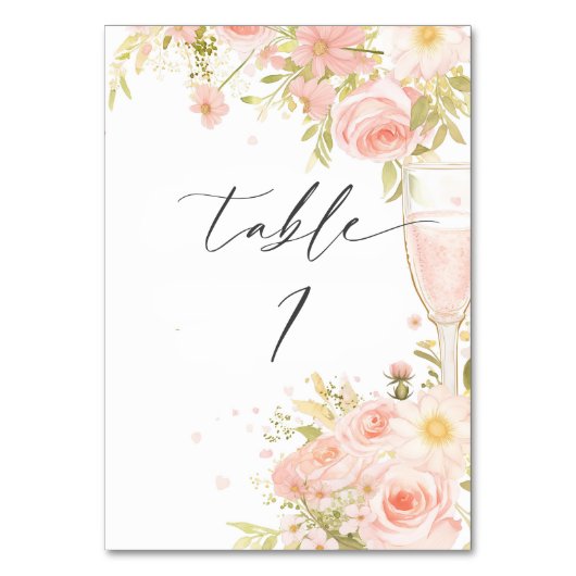 Petalen und Prosecco-Tischnummer Tischnummer (Vorderseite)