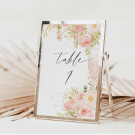 Petalen und Prosecco-Tischnummer Tischnummer