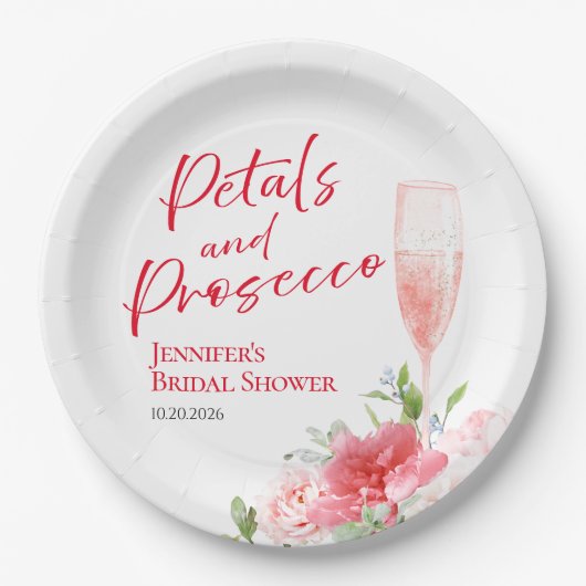 Petalen und Prosecco | Wild Garden Brautparty Pappteller (Vorderseite)