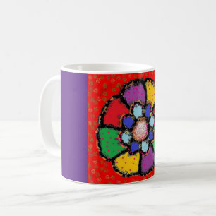 Petalkunstdekor lila-gelb-grün kaffeetasse