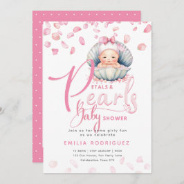 Petals and Pearls Pink Baby Girl Dusche Einladung
