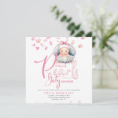 Petals and Pearls Pink Baby Girl Dusche Einladung (Stehend Vorderseite)