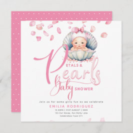 Petals and Pearls Pink Baby Girl Dusche Einladung