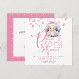 Petals and Pearls Pink Baby Girl Dusche Einladung
