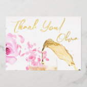 Petals and Prosecco Brautparty Danke, Karte (Vorderseite)