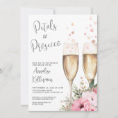 Petals And Prosecco Bridal Shower Einladung (Vorderseite)