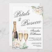 Petals And Prosecco Bridal Shower Einladung (Vorne/Hinten)