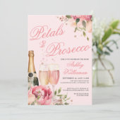 Petals And Prosecco Bridal Shower Einladung (Stehend Vorderseite)