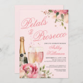 Petals And Prosecco Bridal Shower Einladung (Vorne/Hinten)