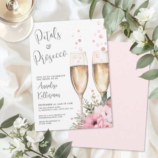 Petals And Prosecco Bridal Shower Einladung