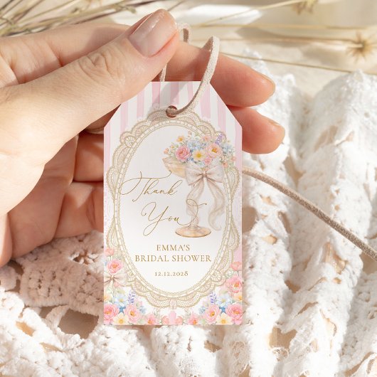 Petals and Prosecco Bridal Shower Geschenkanhänger