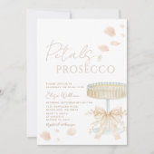 Petals and Prosecco Ivory Bow Bridal Shower  Einladung (Vorderseite)