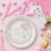 Petals and Prosecco Pink and Gold Bridal Shower Pappteller (Party)