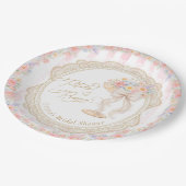 Petals and Prosecco Pink and Gold Bridal Shower Pappteller (Schrägansicht)