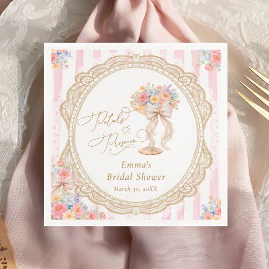 Petals and Prosecco Pink and Gold Bridal Shower  Serviette