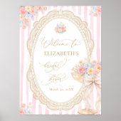 Petals and Prosecco Pink Bridal Shower Welcome Poster (Vorne)