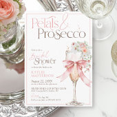 Petals and Prosecco Pink Floral Bridal Shower Einladung